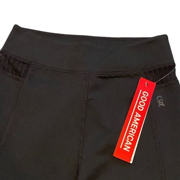 Good American NWT Black Pintuck Mesh Capri Legging - Picture 7 of 11